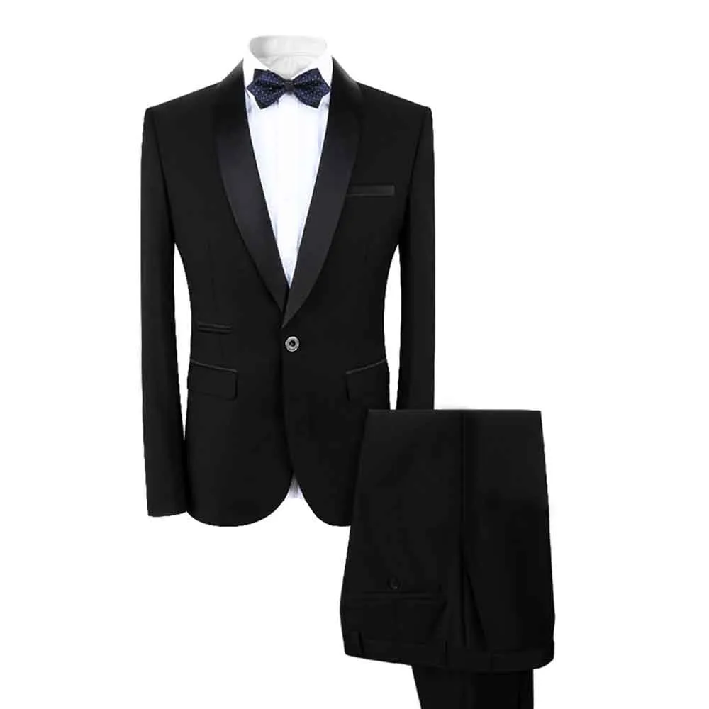 2-Piece Slim Fit Black Tuxedo Suit