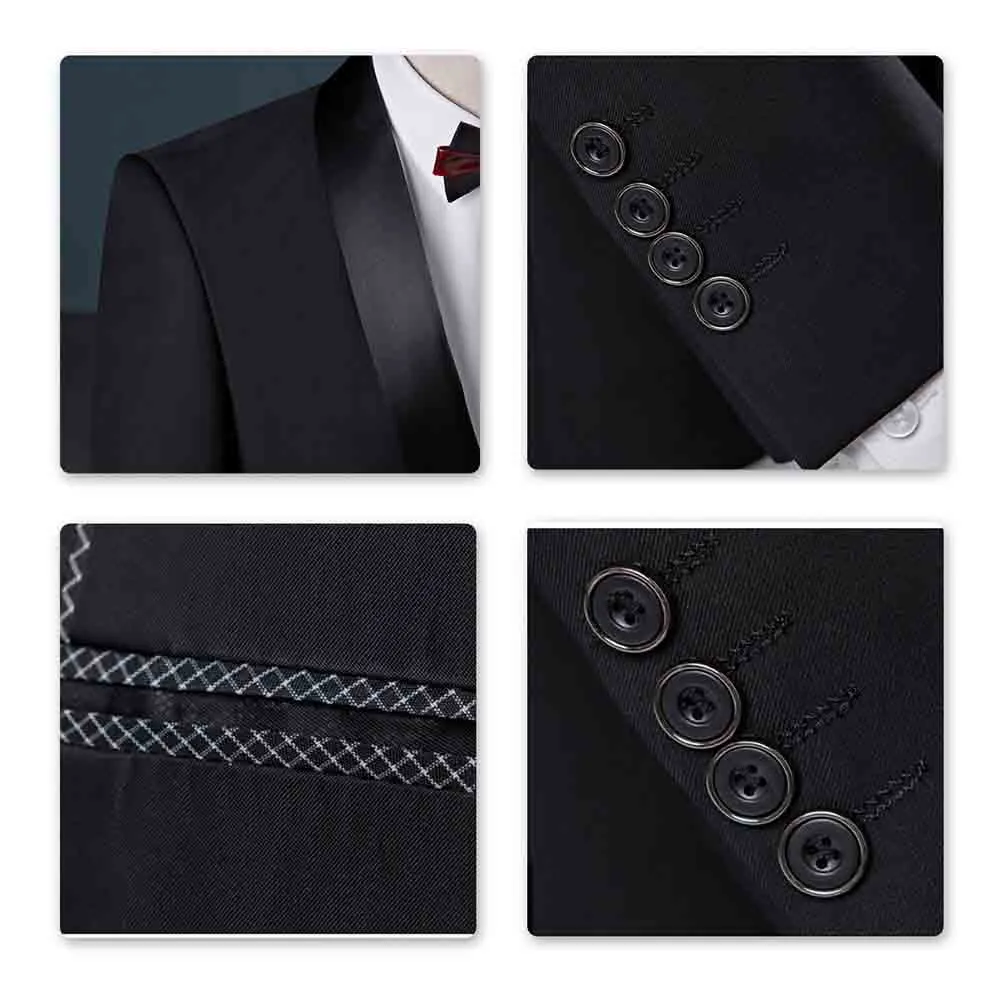 2-Piece Slim Fit Black Tuxedo Suit