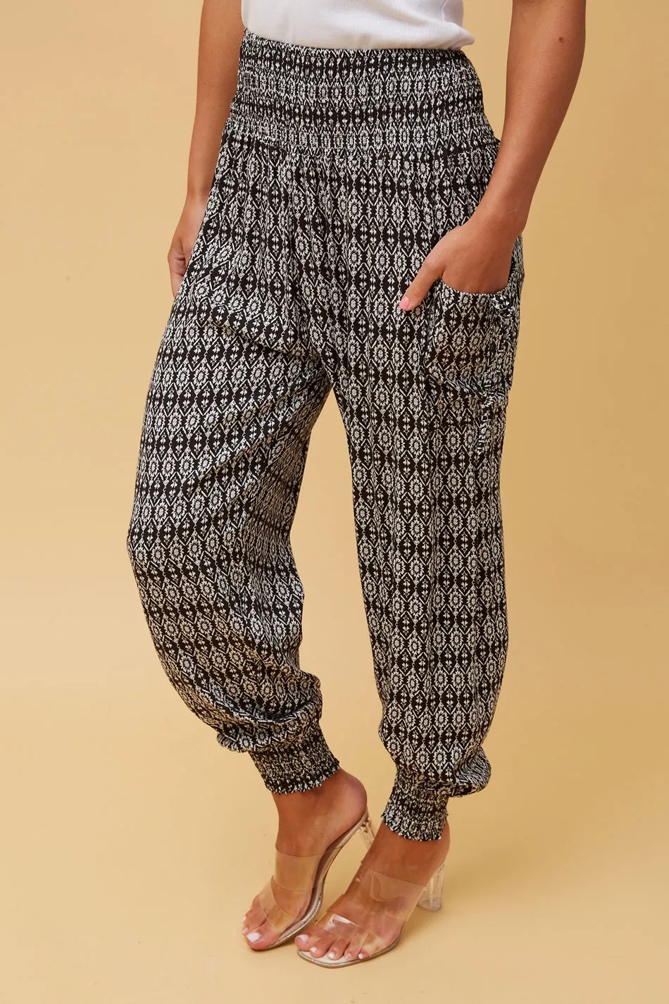 ABSTRACT PRINT BOHO HAREM PANTS