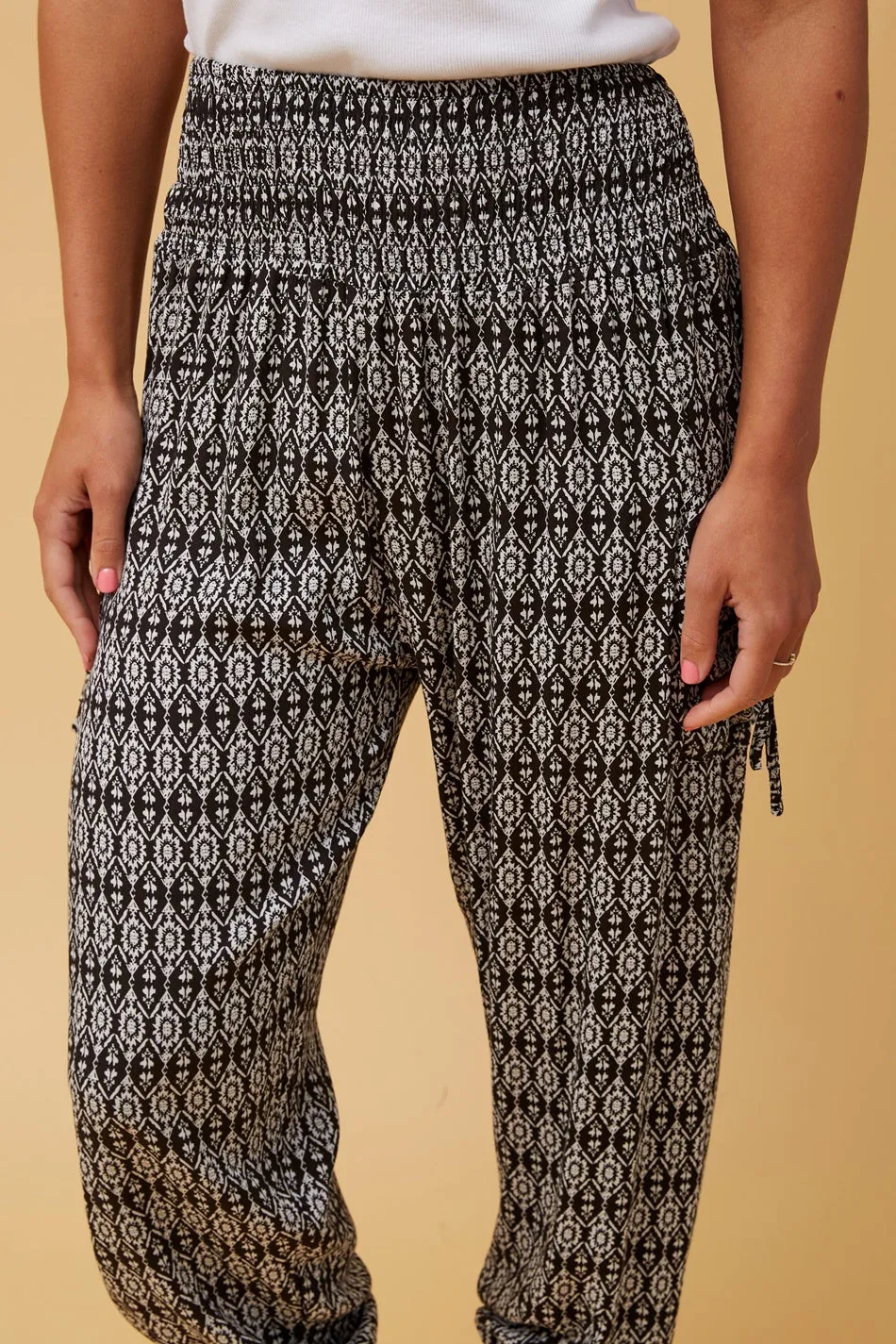 ABSTRACT PRINT BOHO HAREM PANTS