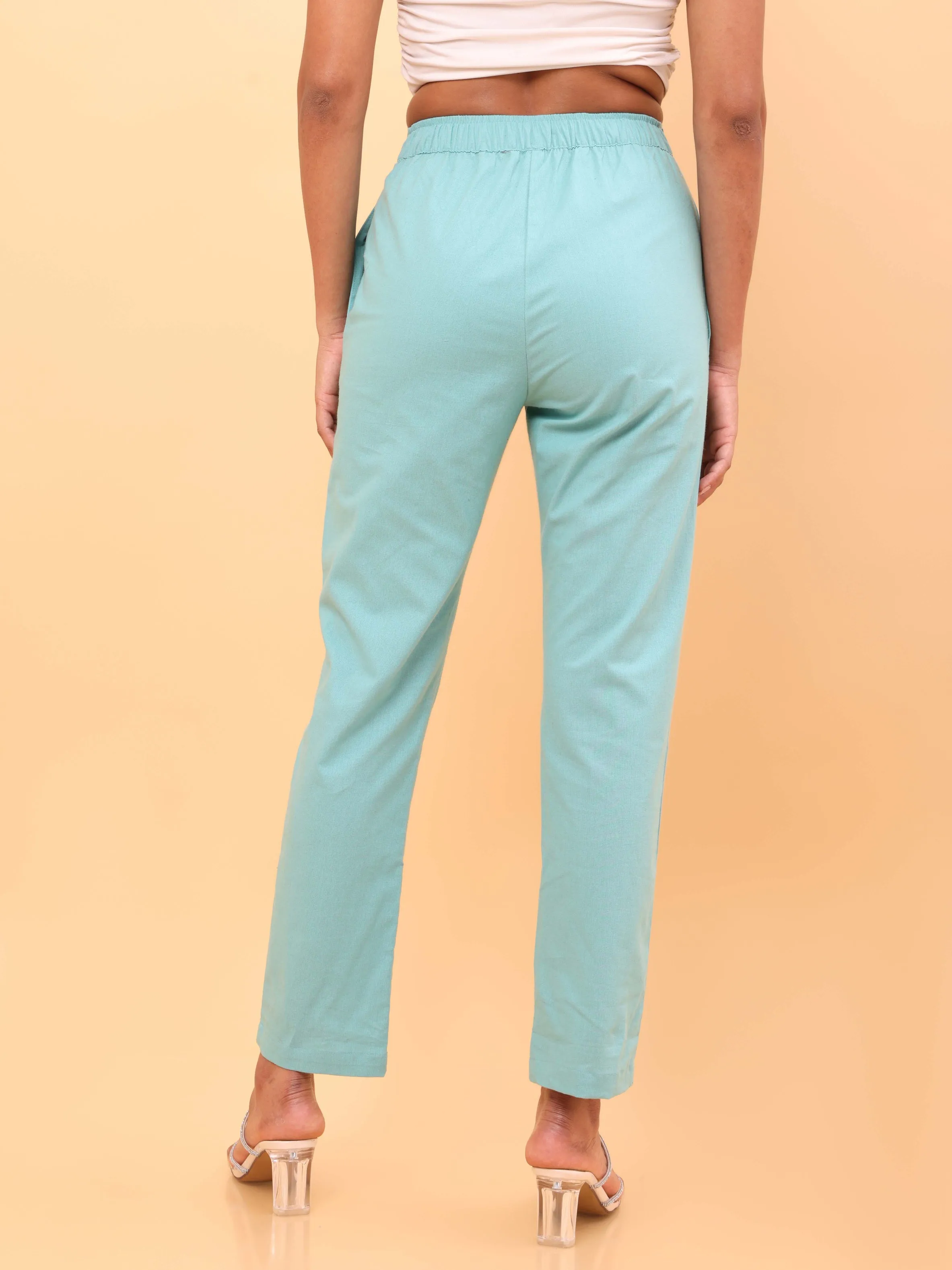 Aqua Blue Straight Pants