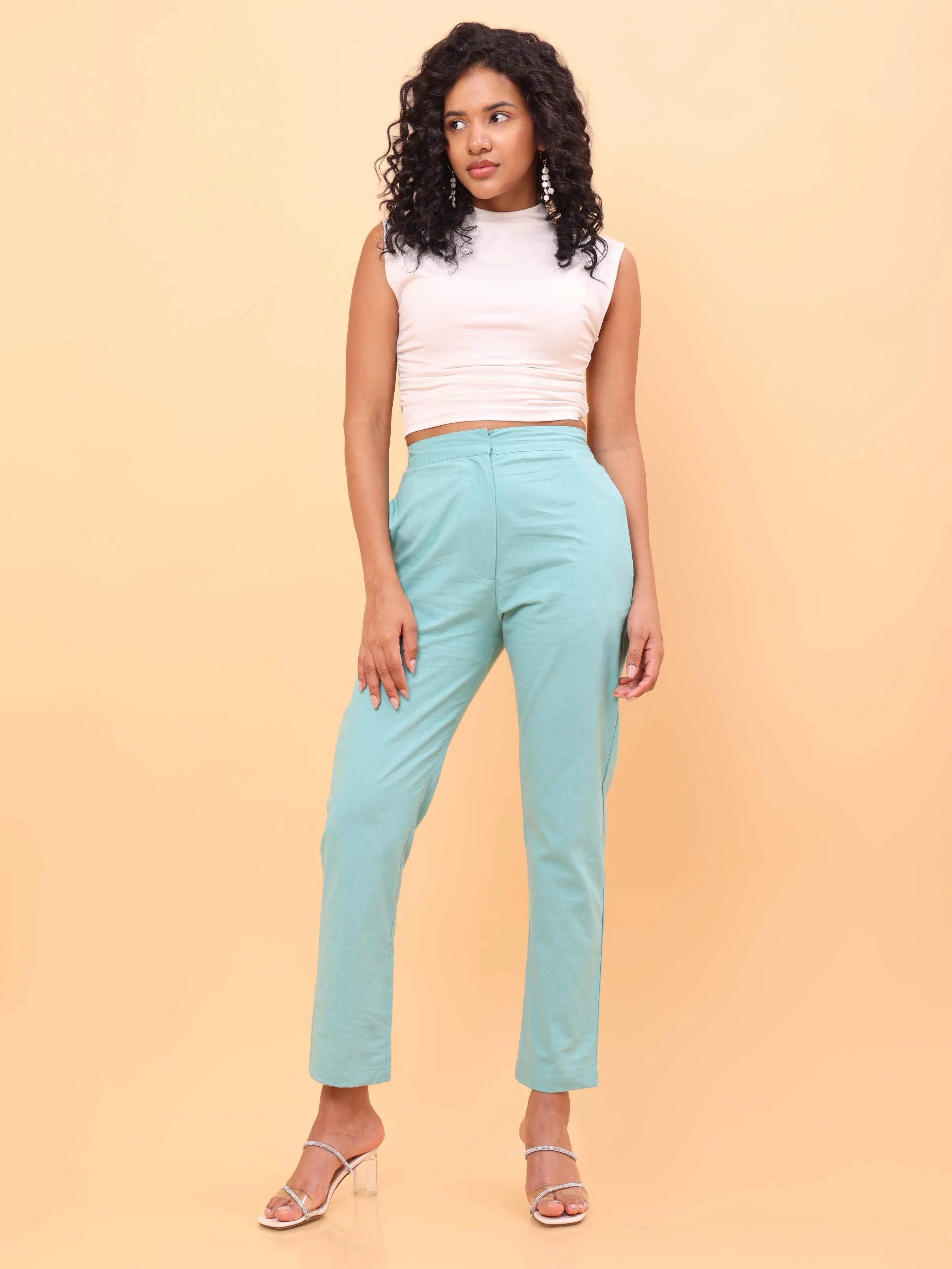 Aqua Blue Straight Pants