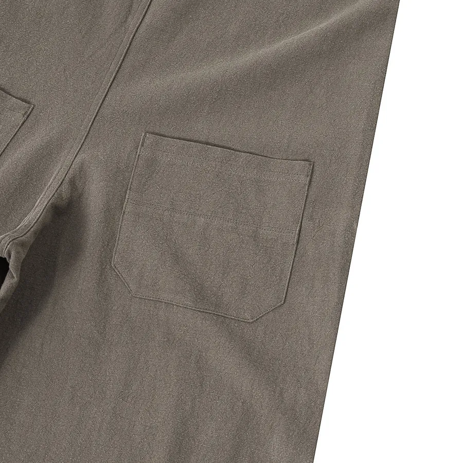 A[S]USL COTTON LINEN ALLOVER PANTS-CHARCOAL