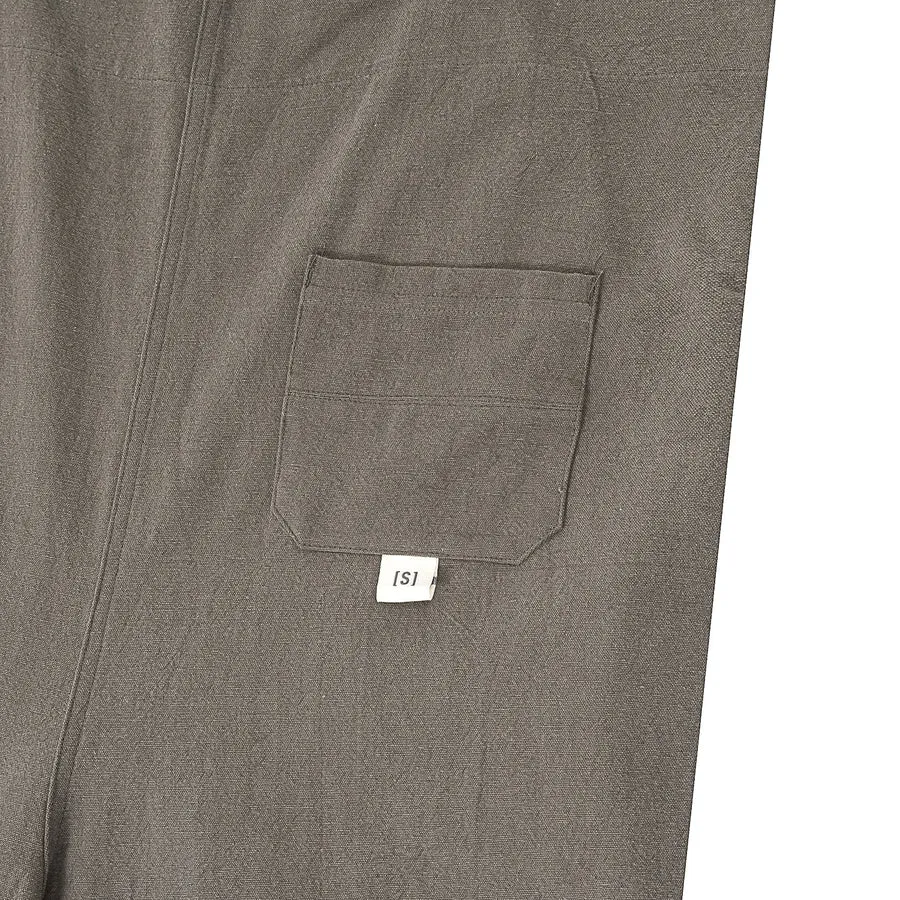 A[S]USL COTTON LINEN ALLOVER PANTS-CHARCOAL