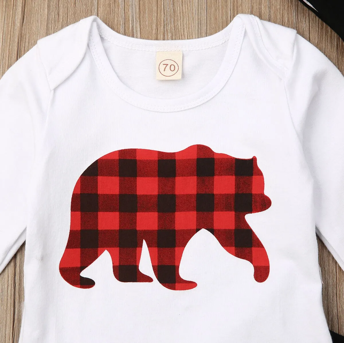 BABY BEAR Patchwork Outfit with Beanie