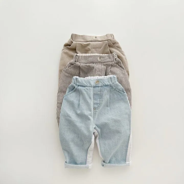 Baby Kid Boys Solid Color Striped Pants Wholesale 24030114