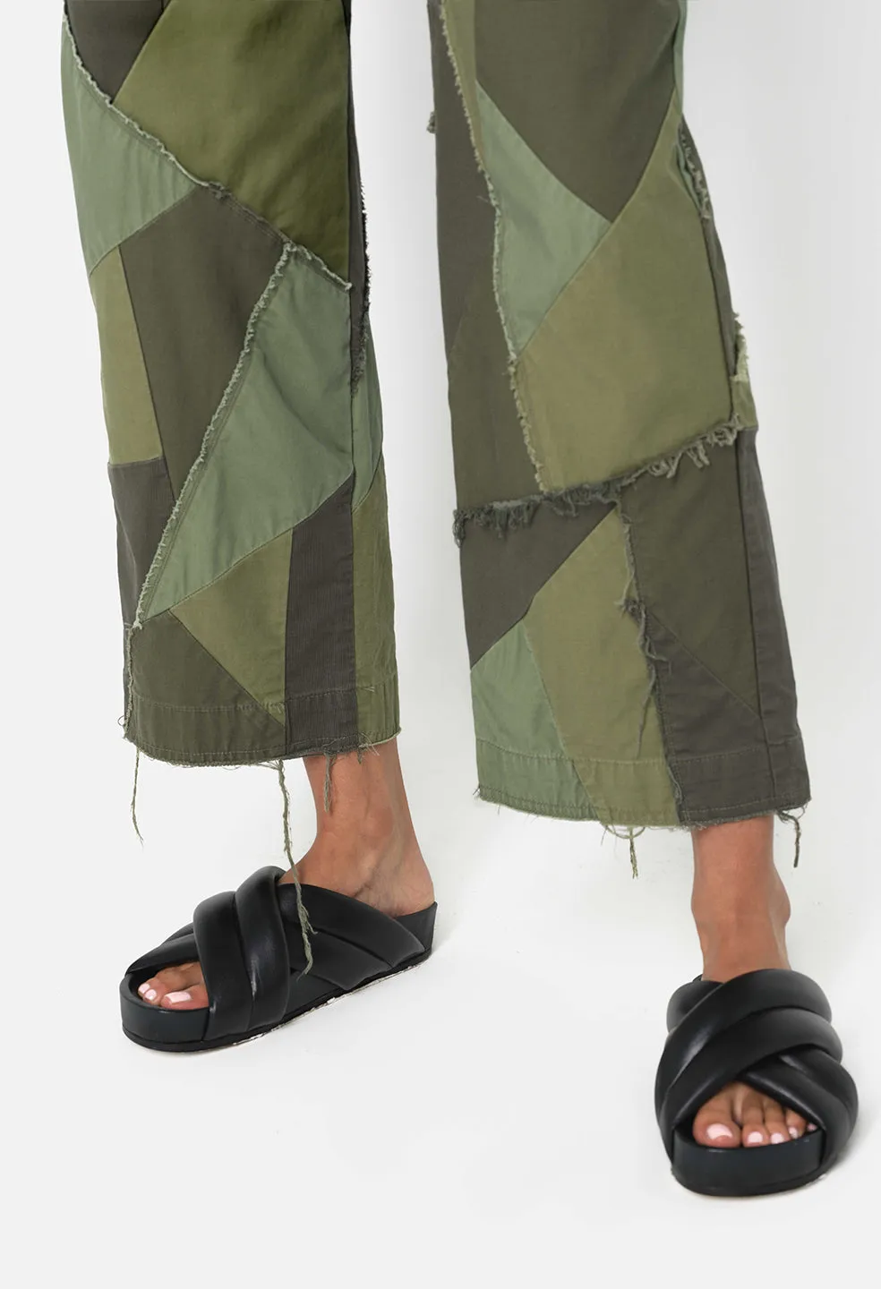 Belted Patchwork Pant / Olive