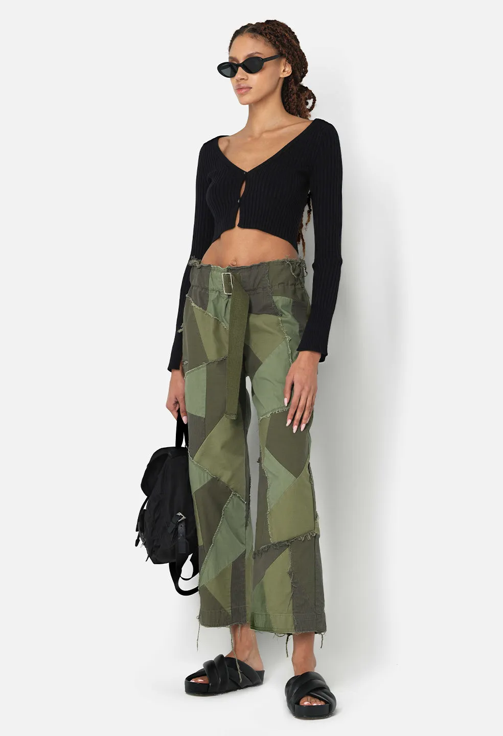 Belted Patchwork Pant / Olive