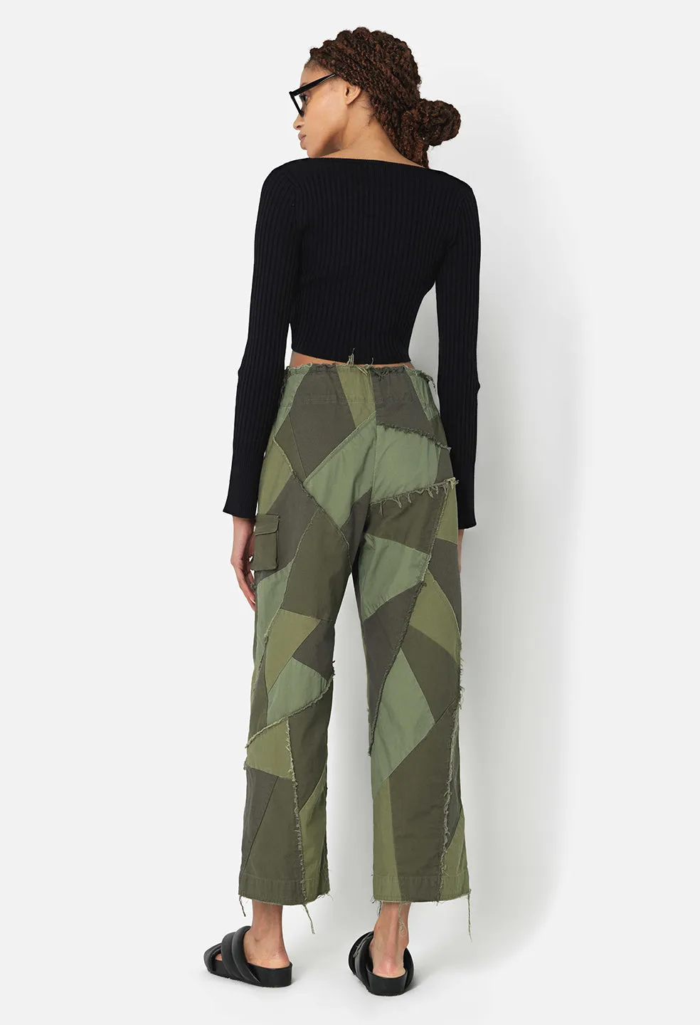 Belted Patchwork Pant / Olive