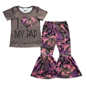 CAMO DAD Girls Short Sleeve Shirt & Flare Pants Set