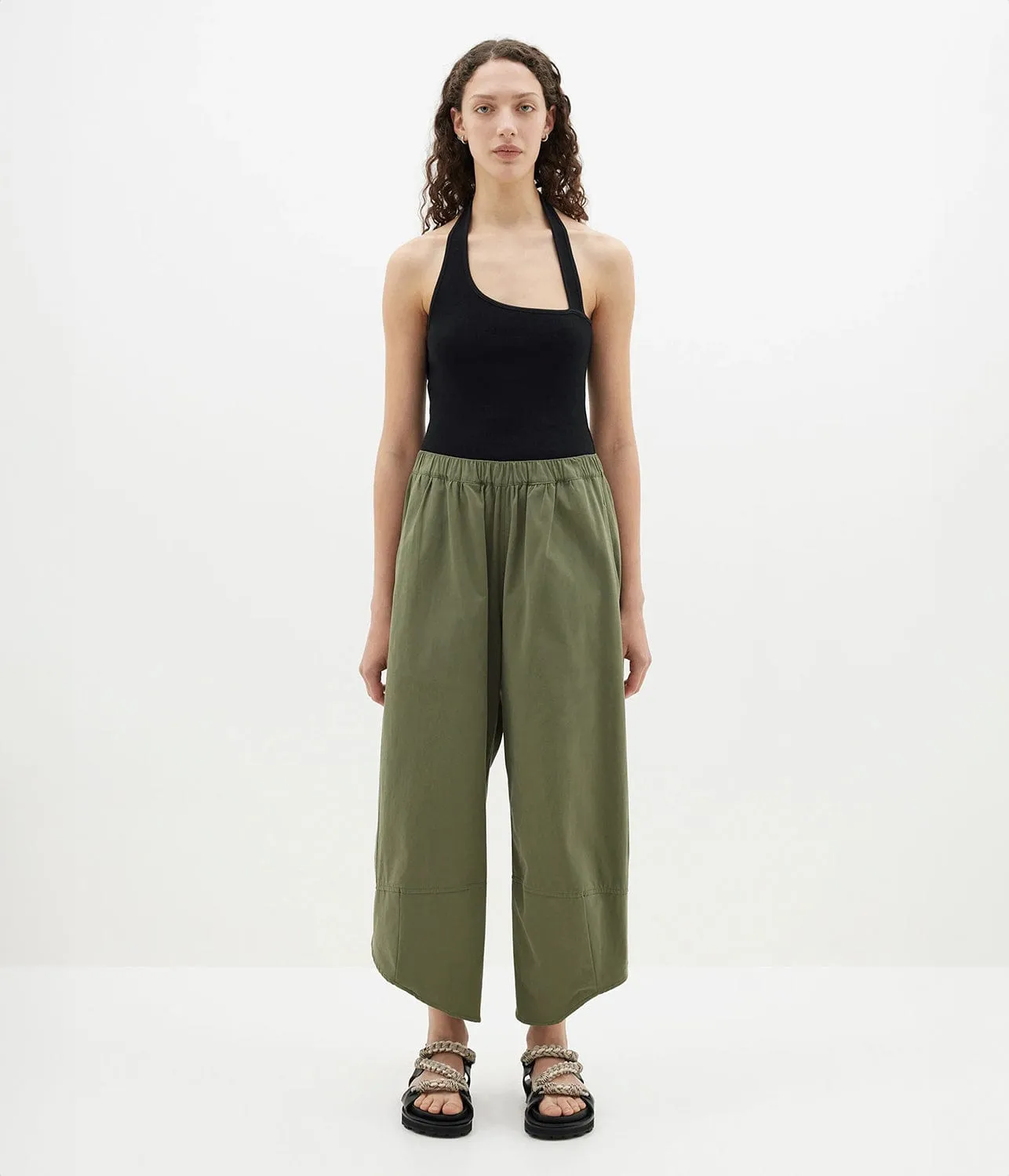 CANVAS SPLIT HEM PANT- KHAKI