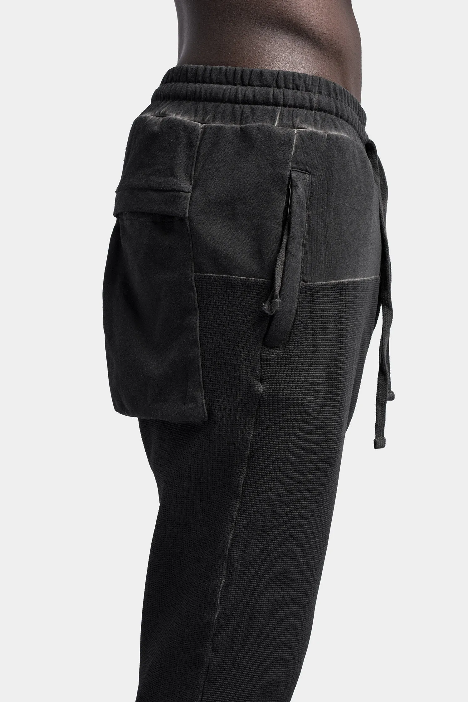 Contrast cotton sweatpants, Black oil