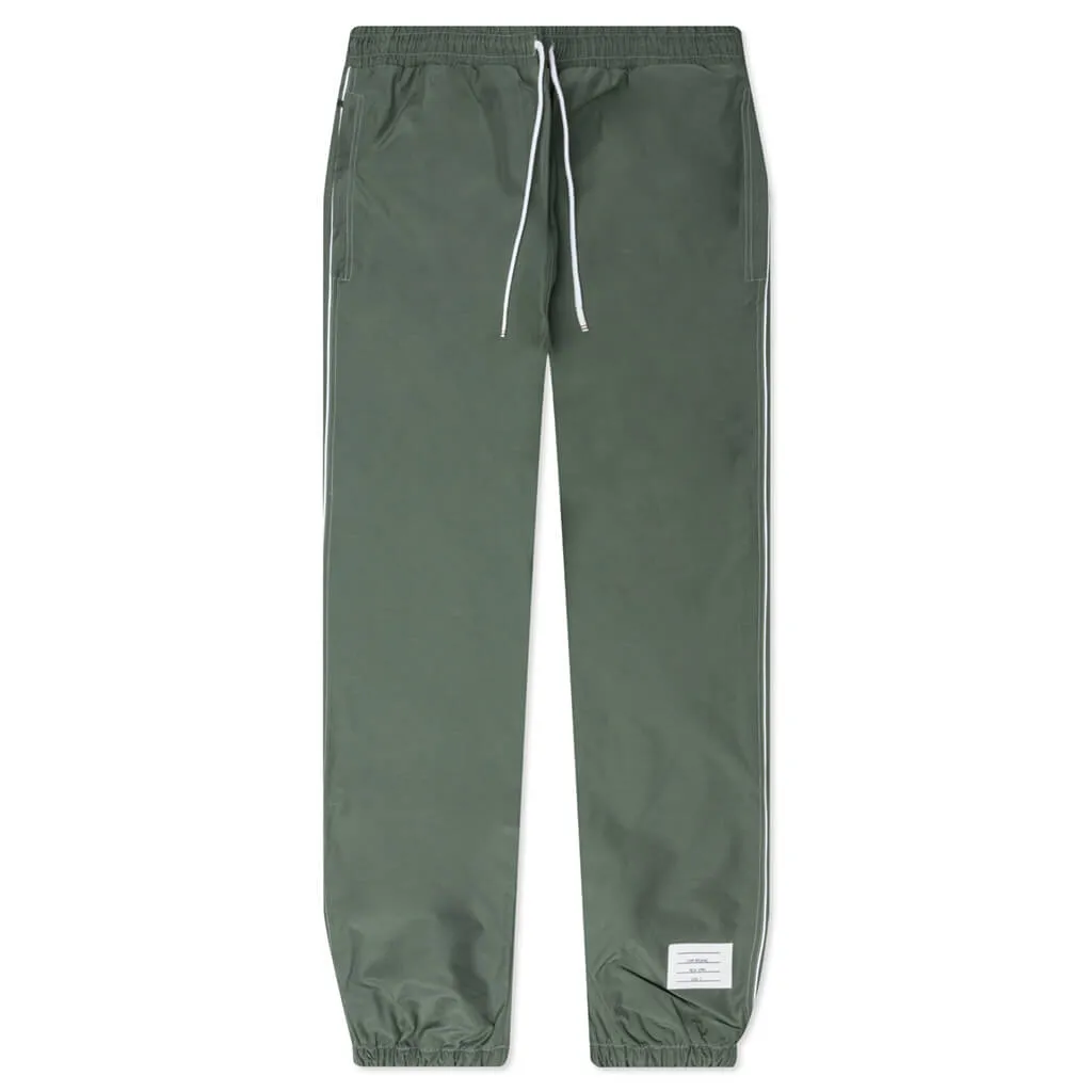 Contrast White Stitching Track Pants - Dark Green