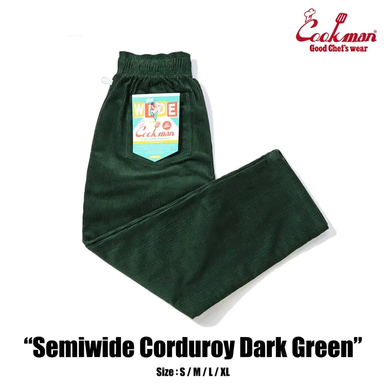 Cookman Chef Pants Semiwide- Corduroy : Dark Green