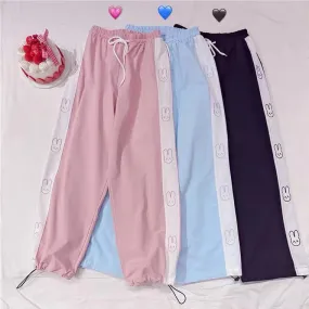 CUTE BUNNY EMBROIDERY WIDE-LEG PANTS BY30000