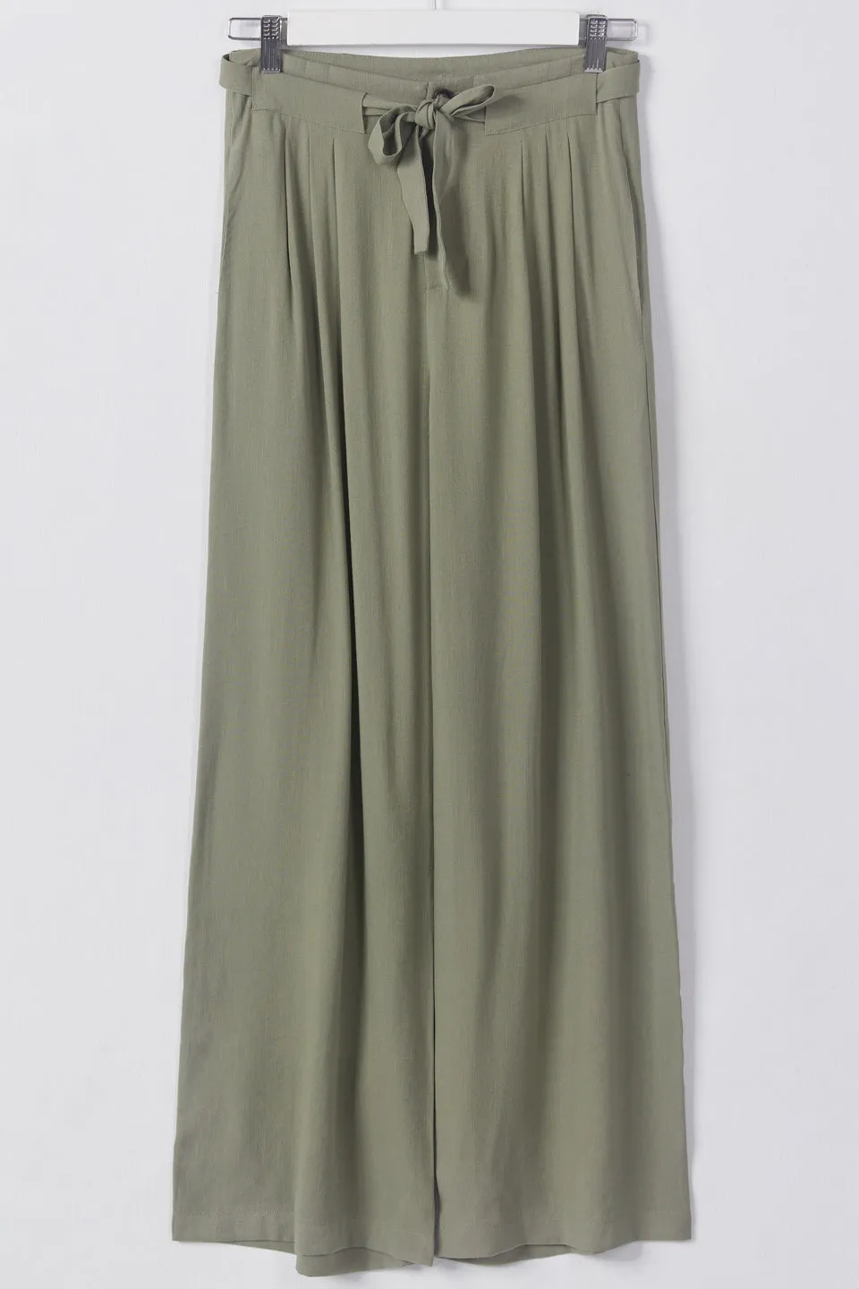 Divine Sage Wide Leg Pleat Front Drapey Pant