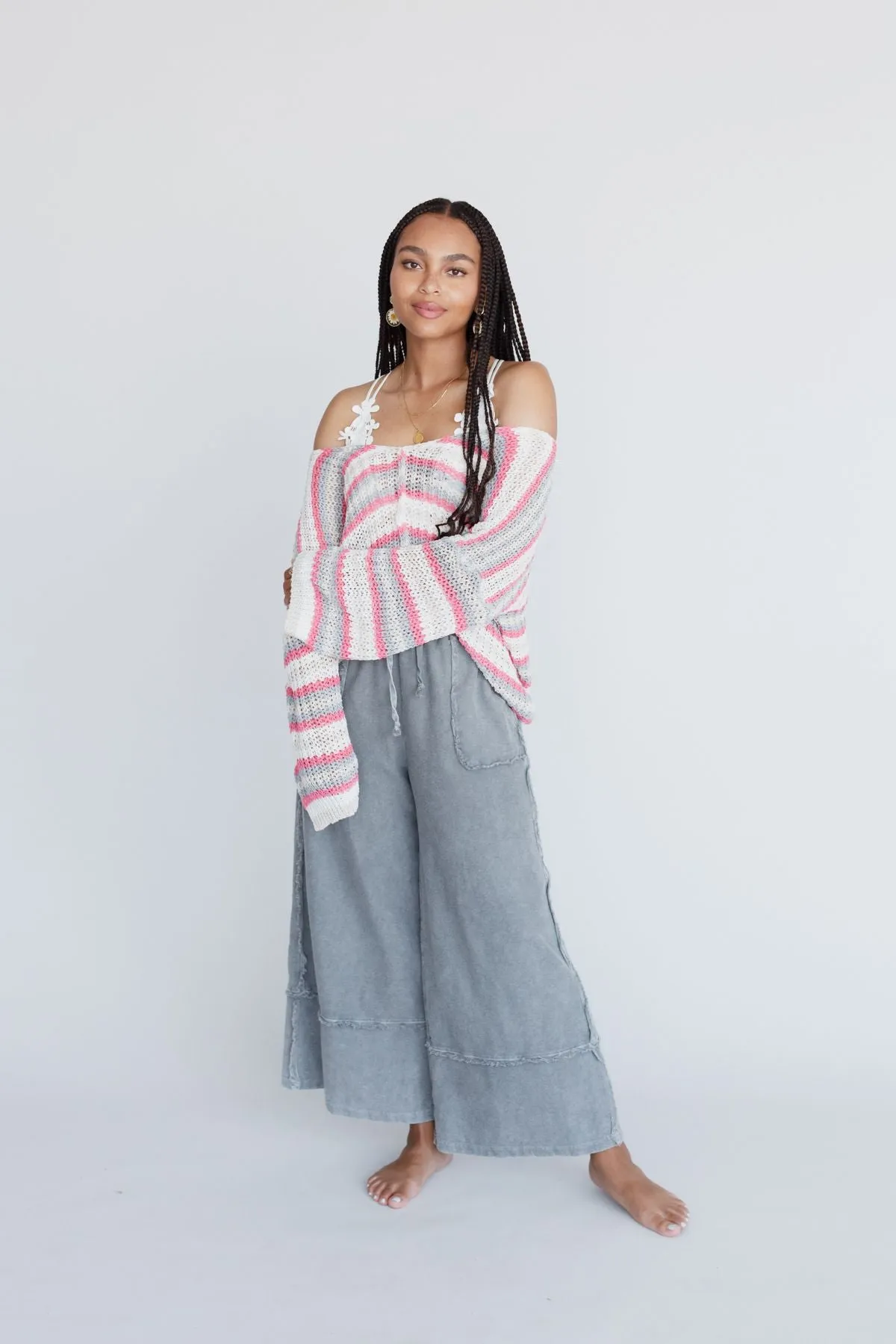 Easy Going Wide Leg Palazzo Pant - Charcoal