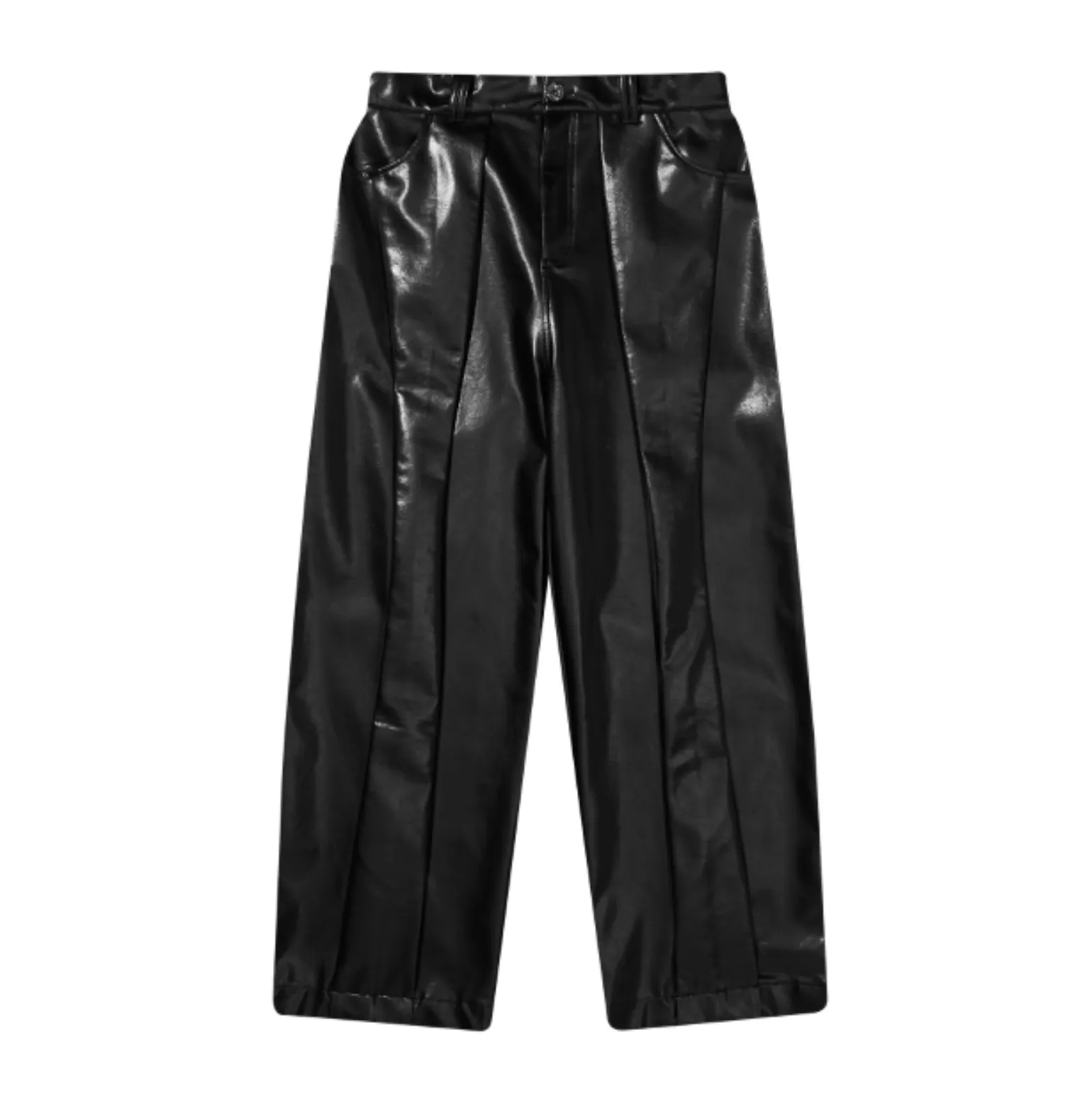 FAUX LEATHER STRAIGHT LEG PANTS