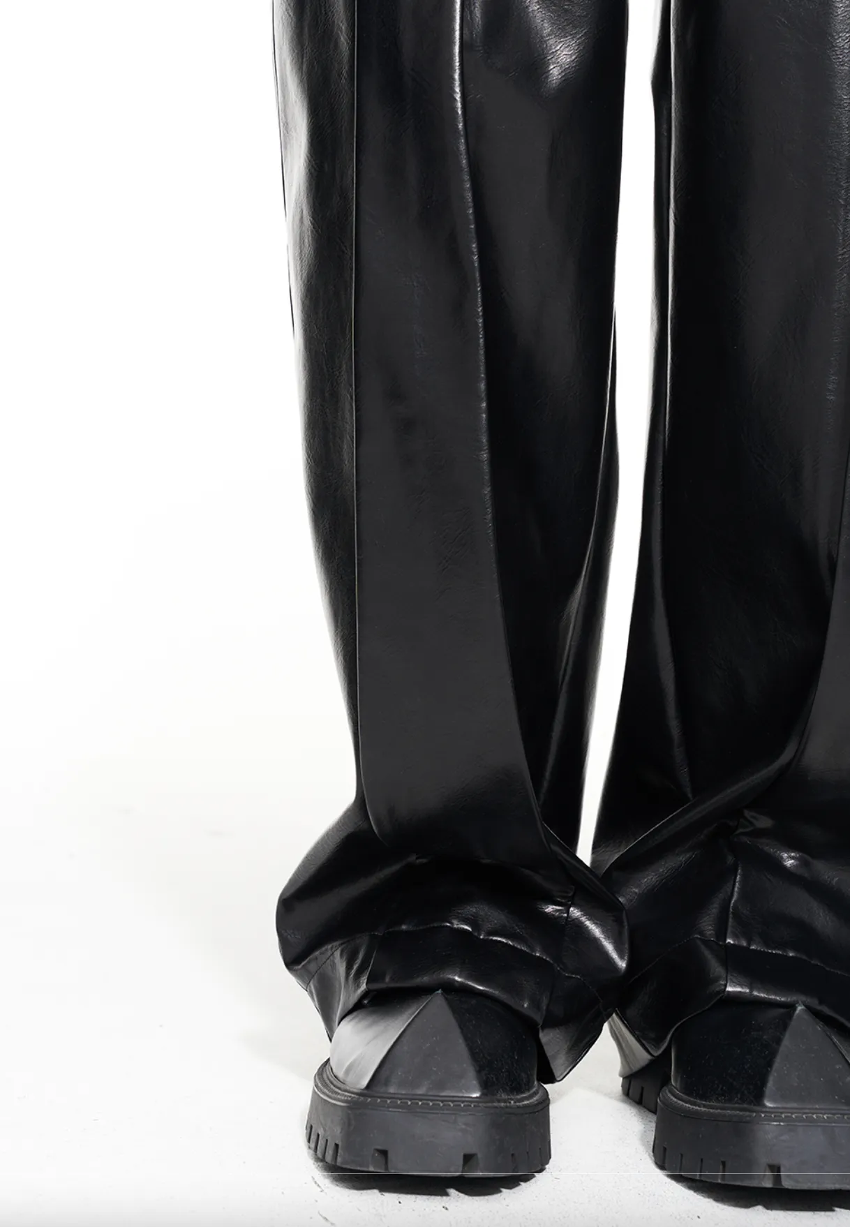 FAUX LEATHER STRAIGHT LEG PANTS