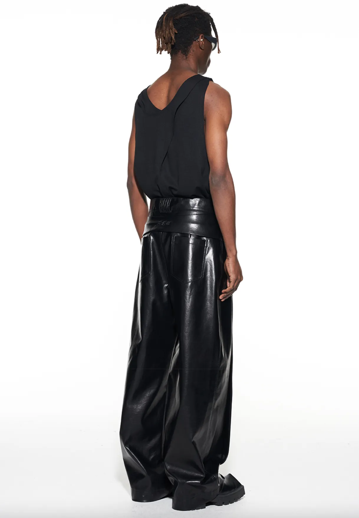 FAUX LEATHER STRAIGHT LEG PANTS