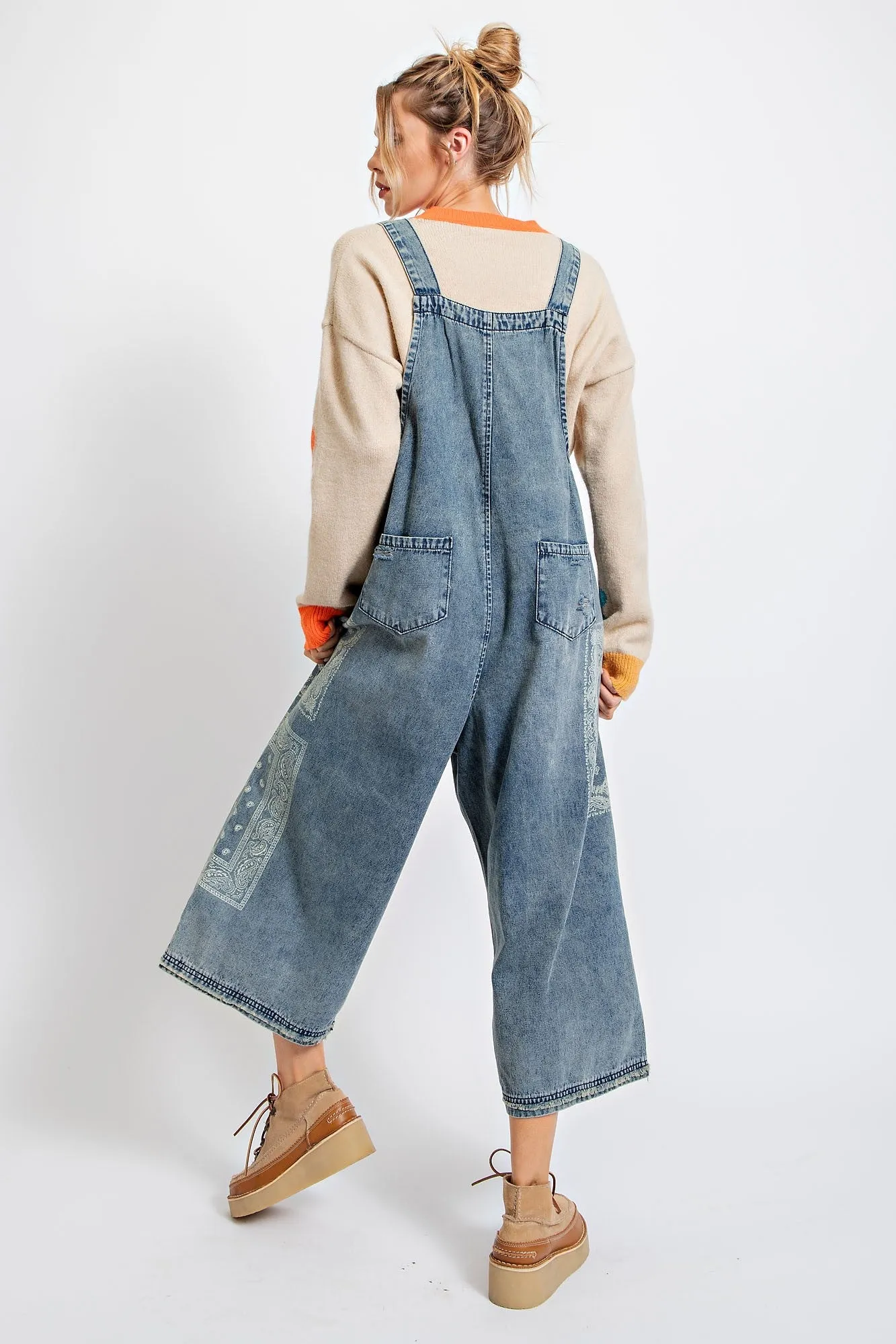 Frankie Bandana Printed Overalls in Denim