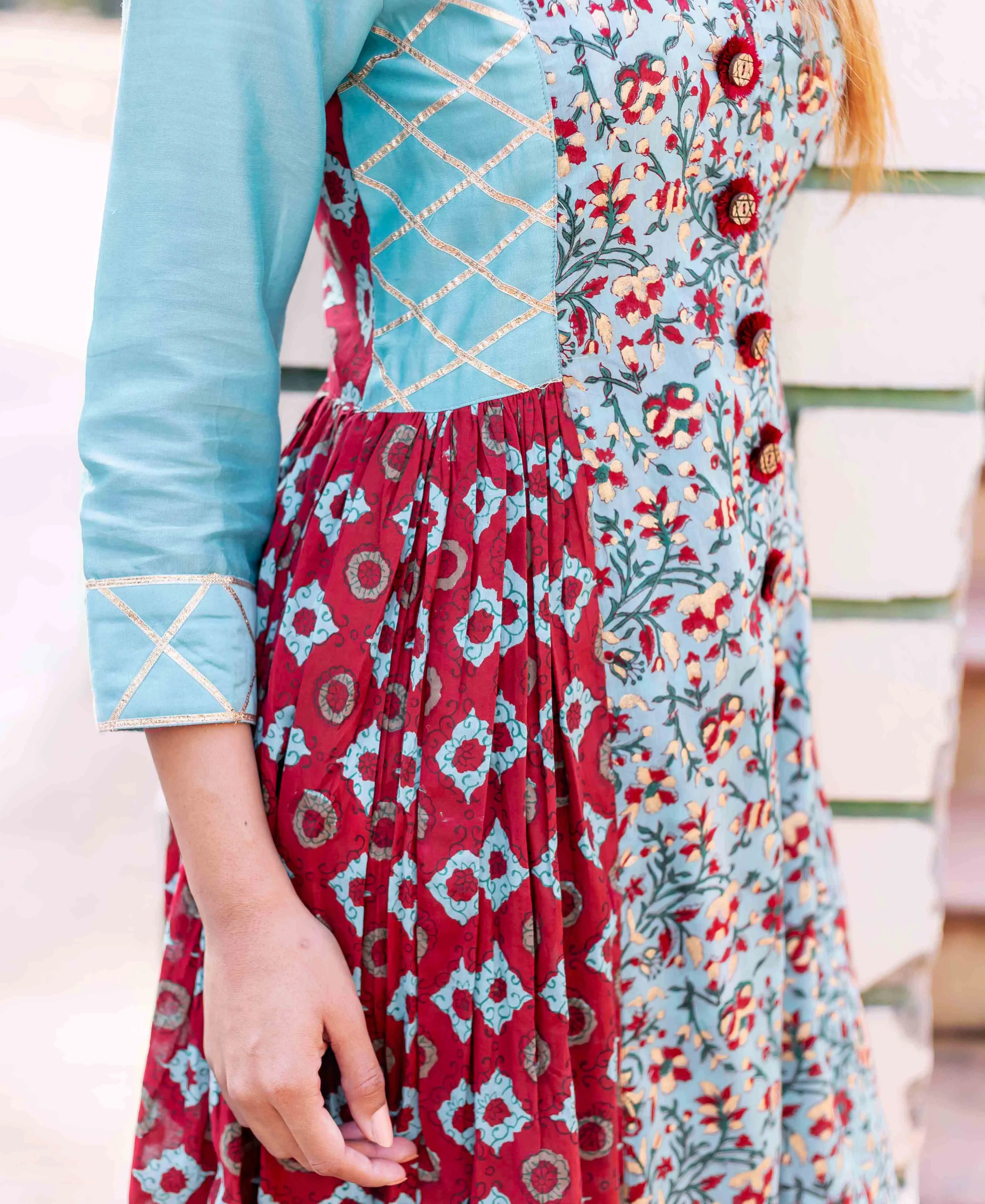 Front Slit Long Block Printed Kurta