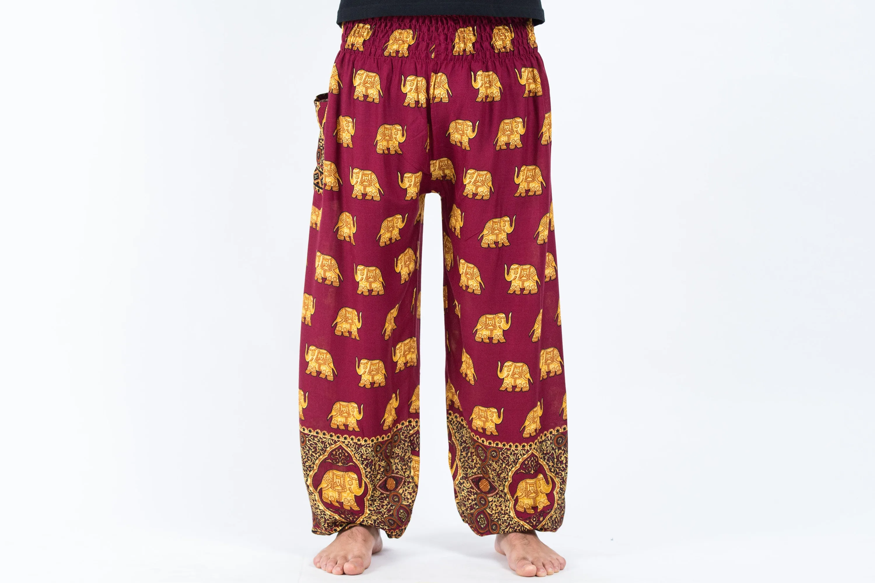 Golden Elephant Men's Elephant Pants in Maroon