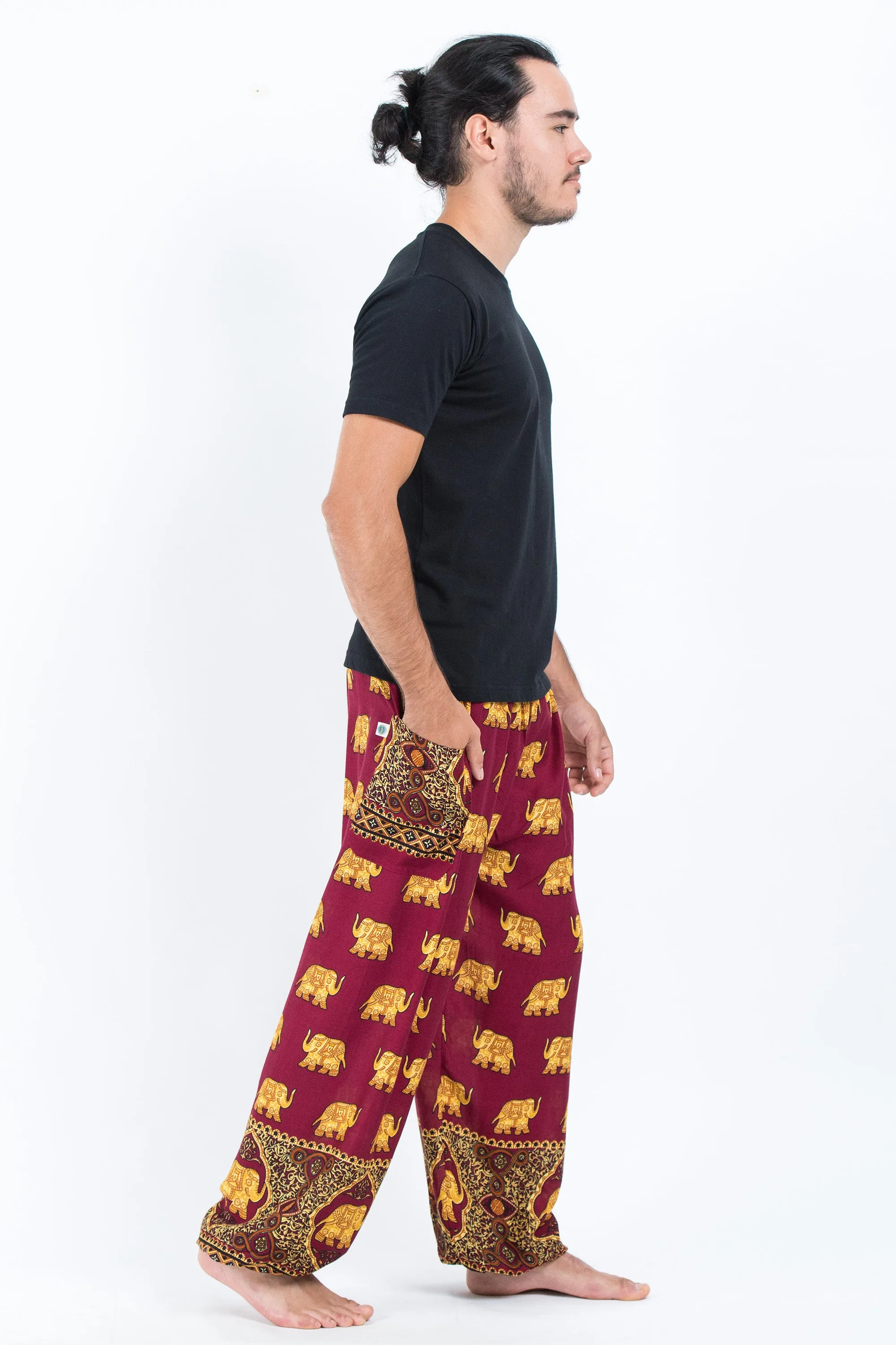 Golden Elephant Men's Elephant Pants in Maroon