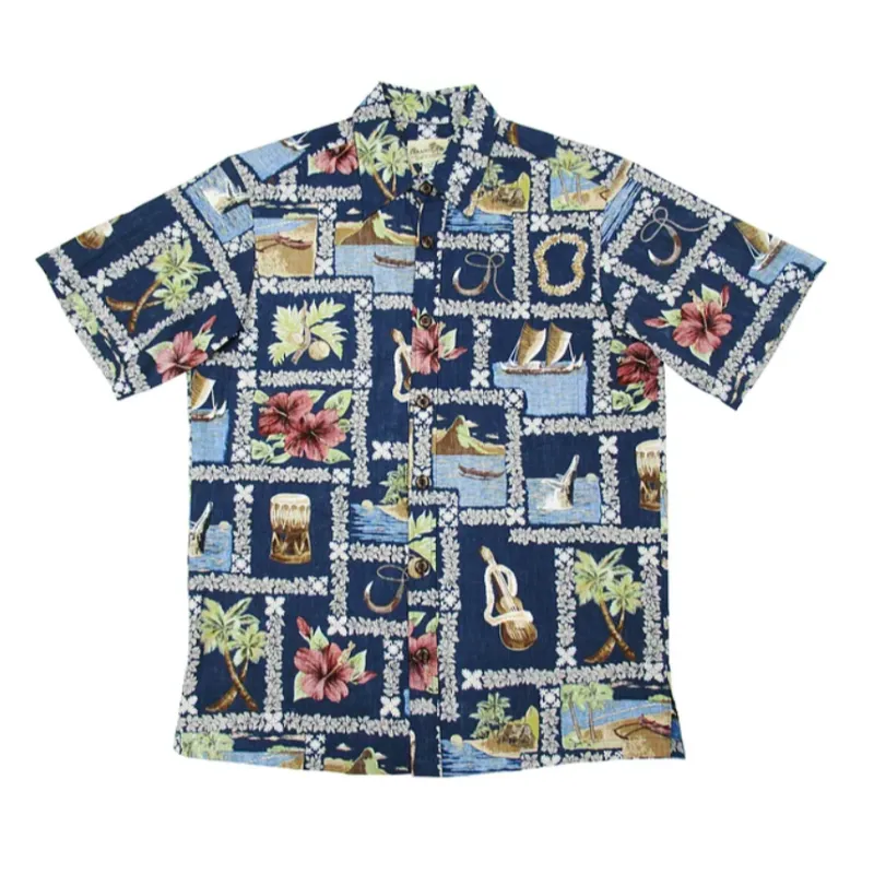 Hawaiian Scenery Reverse Side Cotton Shirt