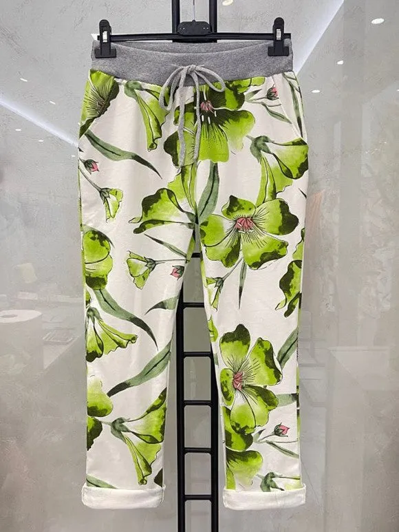 Italian Stretch Cotton Tulip Print Jogger (5 colours)