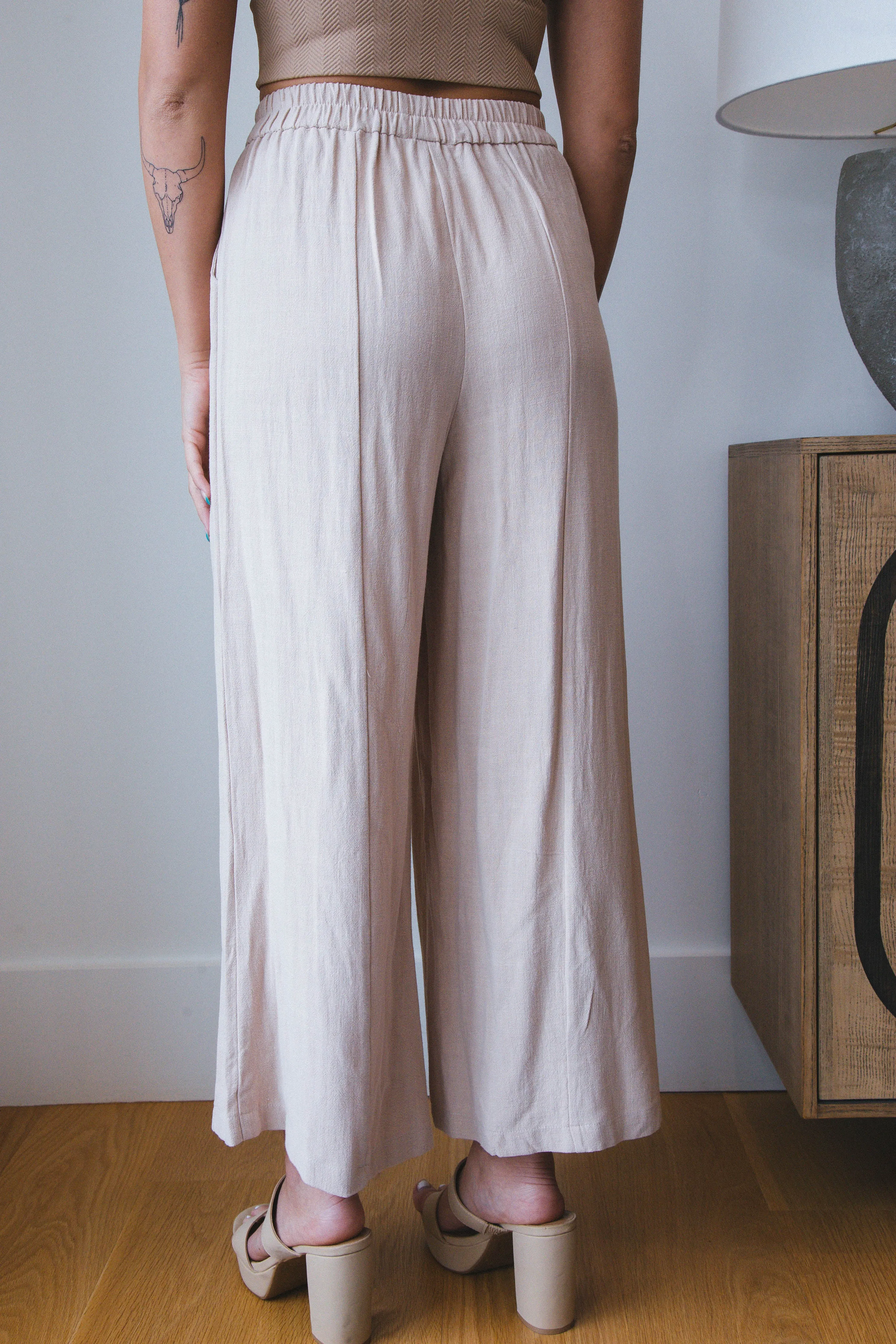 Kaylee Linen Wide Leg Pants, Taupe