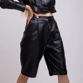 Leather Midi Shorts as pants with bottom removed | KC Leather Signature Range - Sally