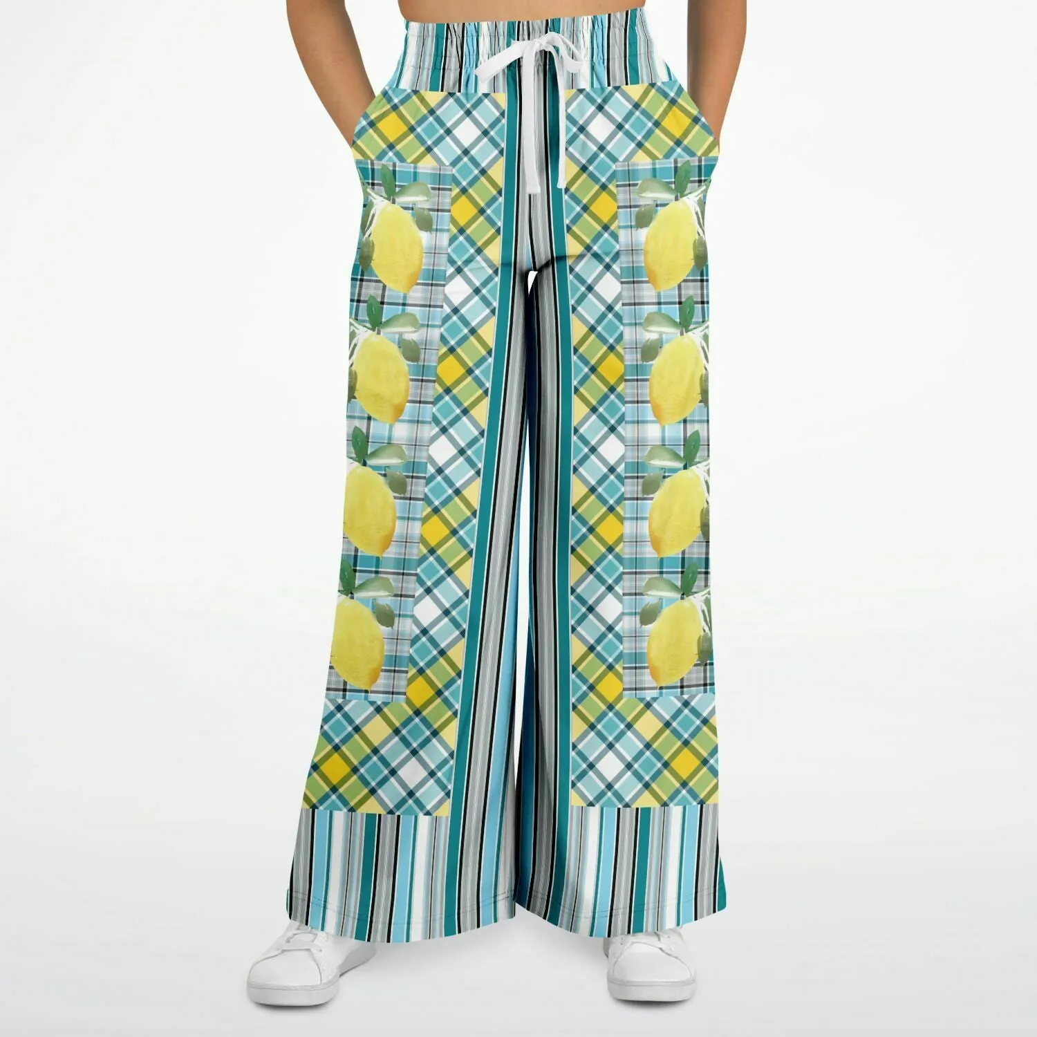 Lemon Zest Striped Eco-Poly Stretchy Phat Bellbottoms