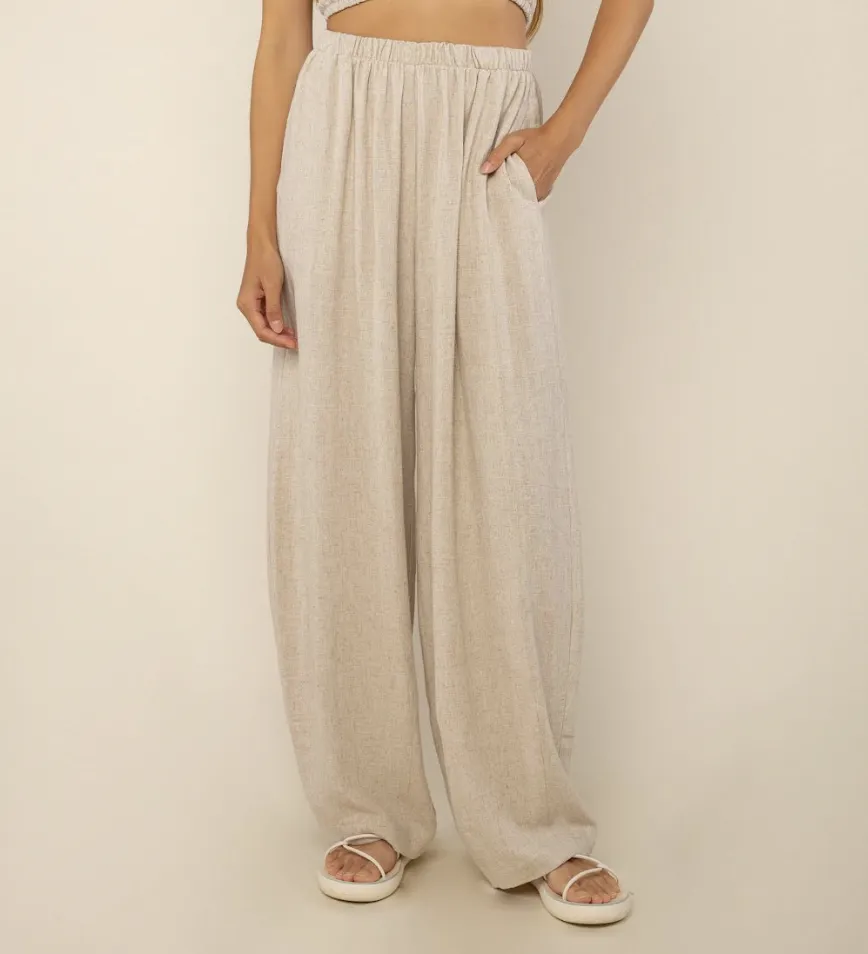 Linen Lantern Pants in Natural