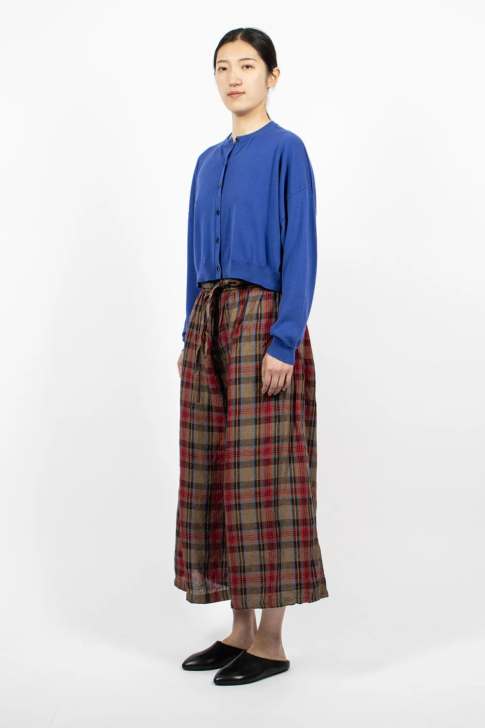 Linen Tartan Pants Mocha