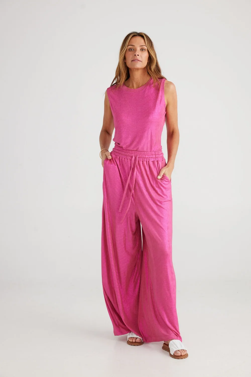 LIZA METALLIC PALAZZO PANTS