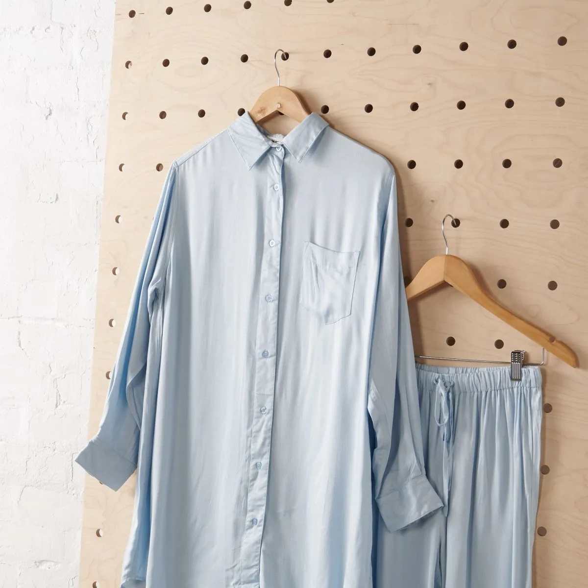 Long Bamboo Shirt - Pale Blue