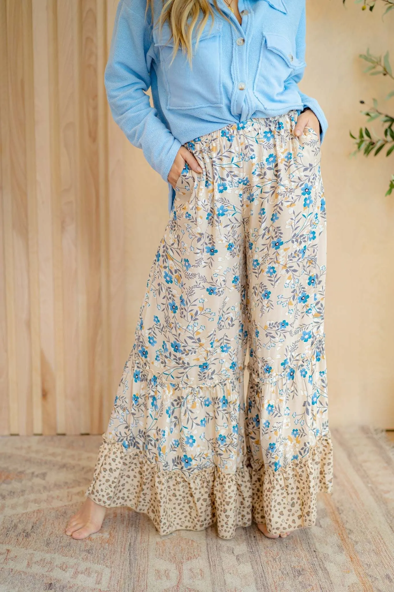 Lovestruck Printed Pants - Beige