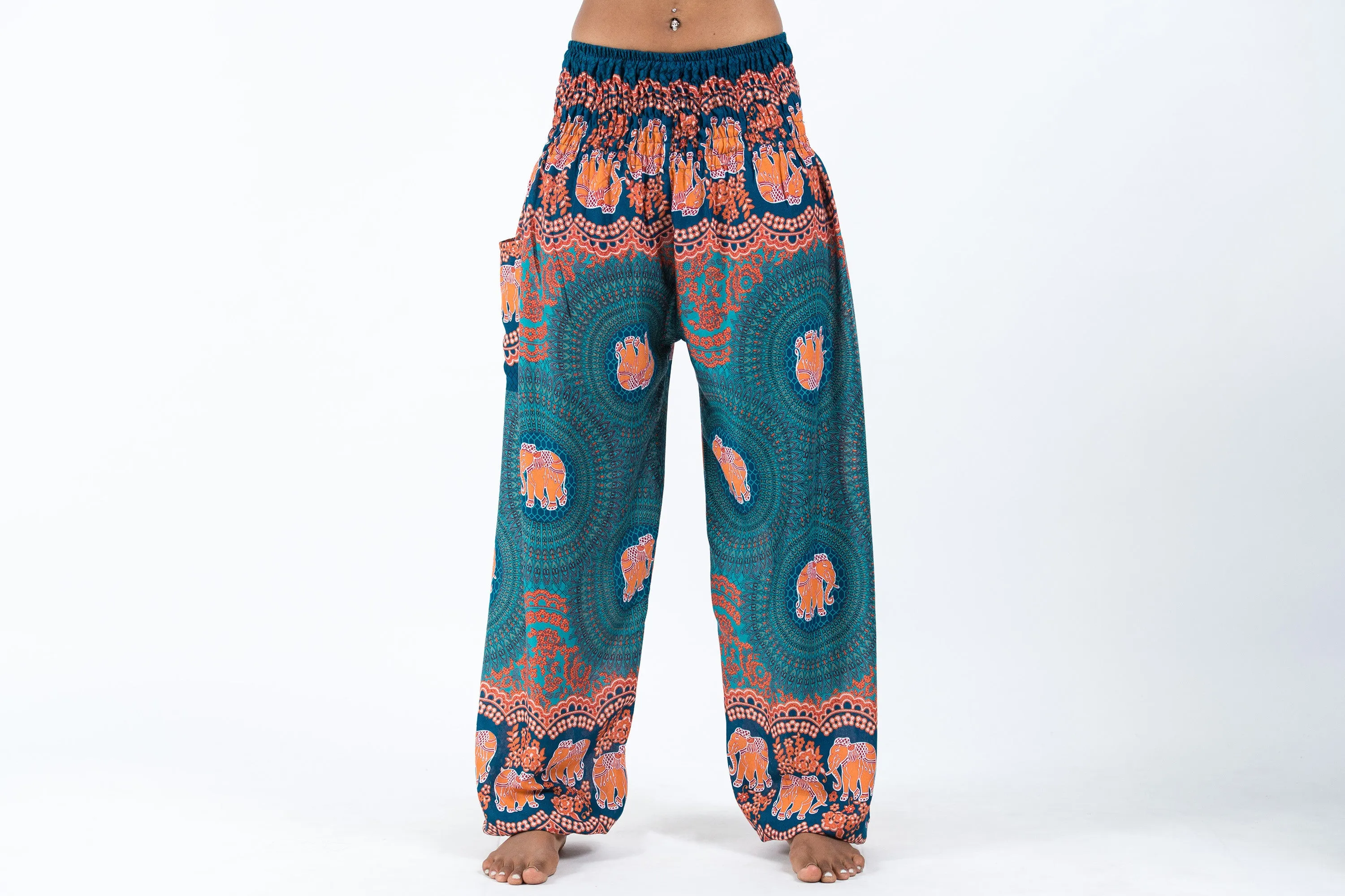 Mandala Elephant Women's Elephant Pants in Turquoise