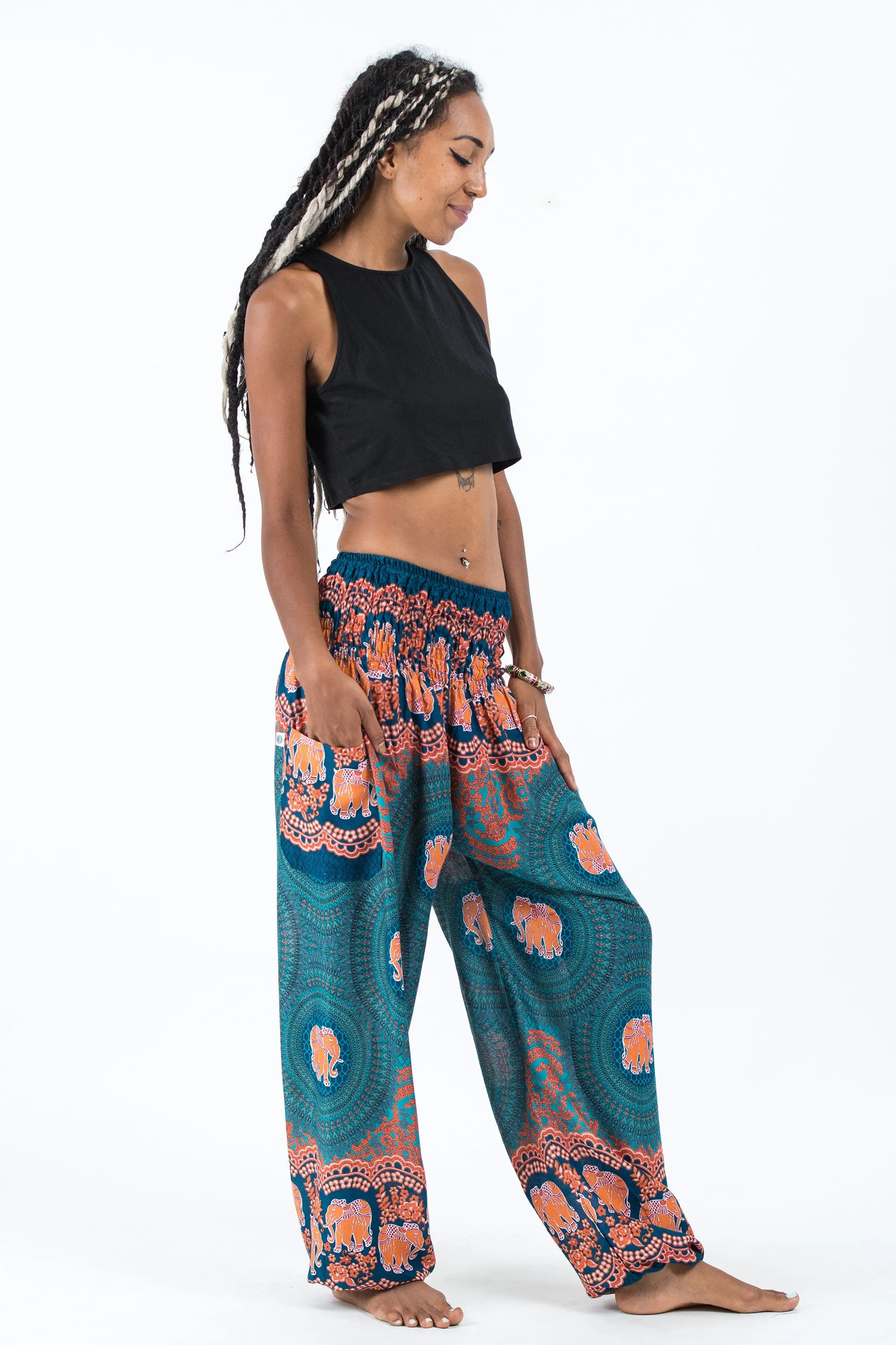 Mandala Elephant Women's Elephant Pants in Turquoise