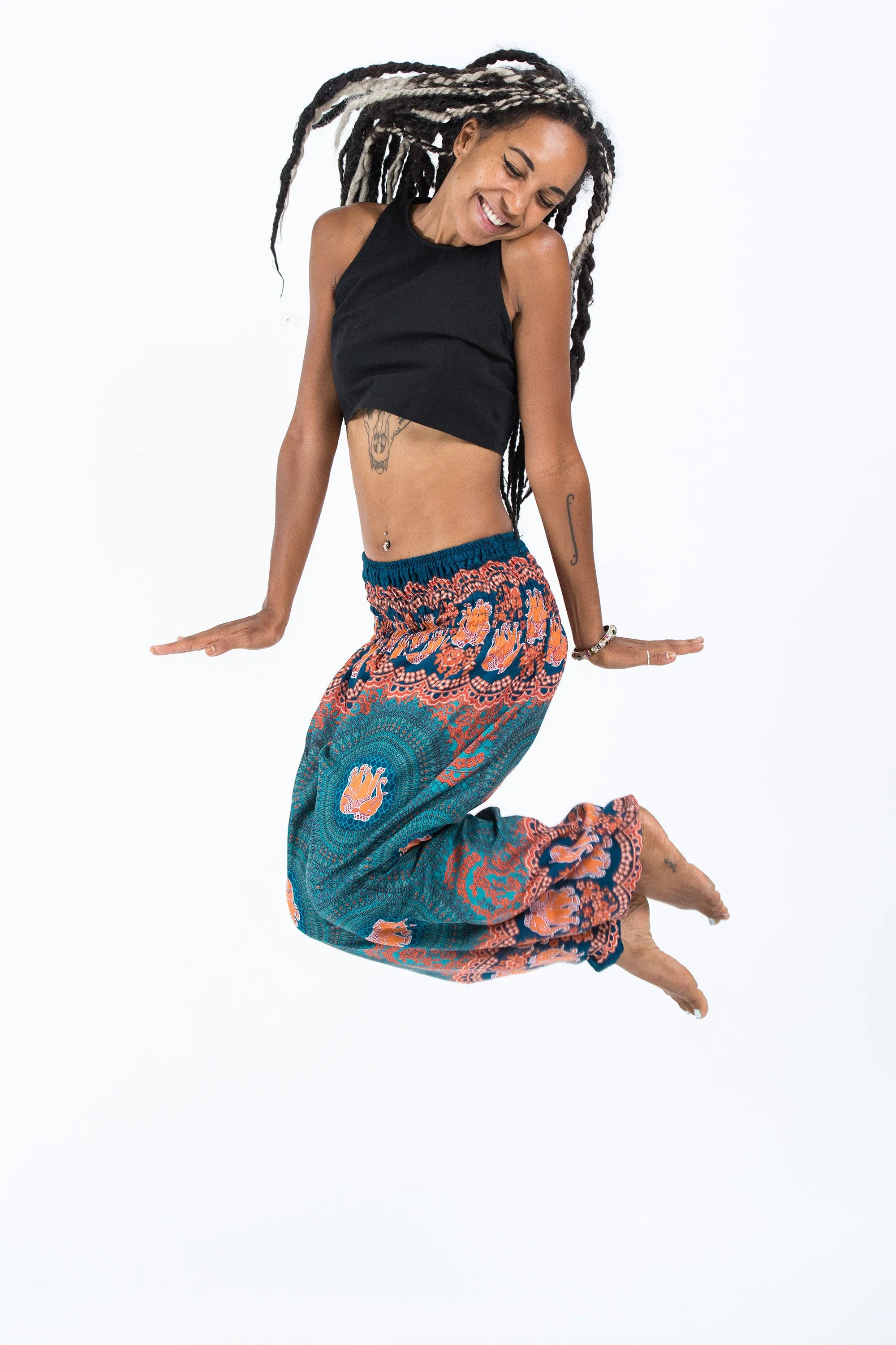 Mandala Elephant Women's Elephant Pants in Turquoise