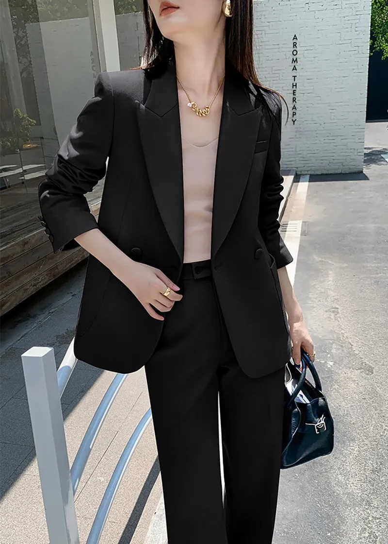 Megan Belted Double Breasted Blazer Wide Pants Suit Two-Piece Set