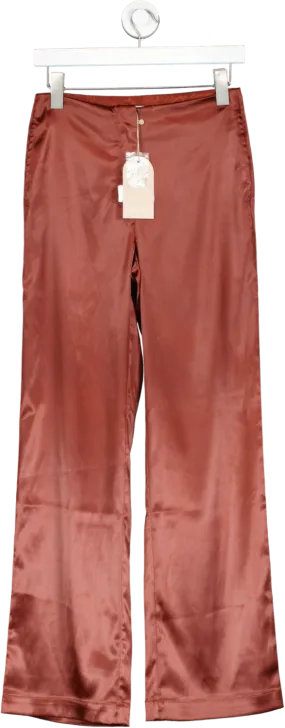 Meshki Red Nicolette Low Rise Satin Pants UK XS