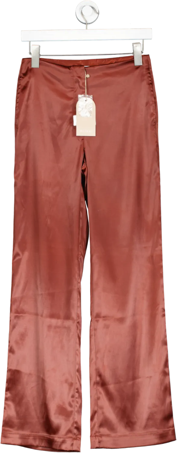 Meshki Red Nicolette Low Rise Satin Pants UK XS