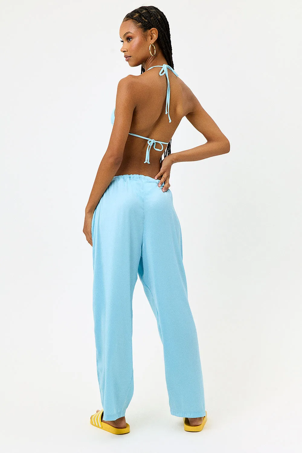 Michelle Low Rise Wide Leg Pants - Baby Blue