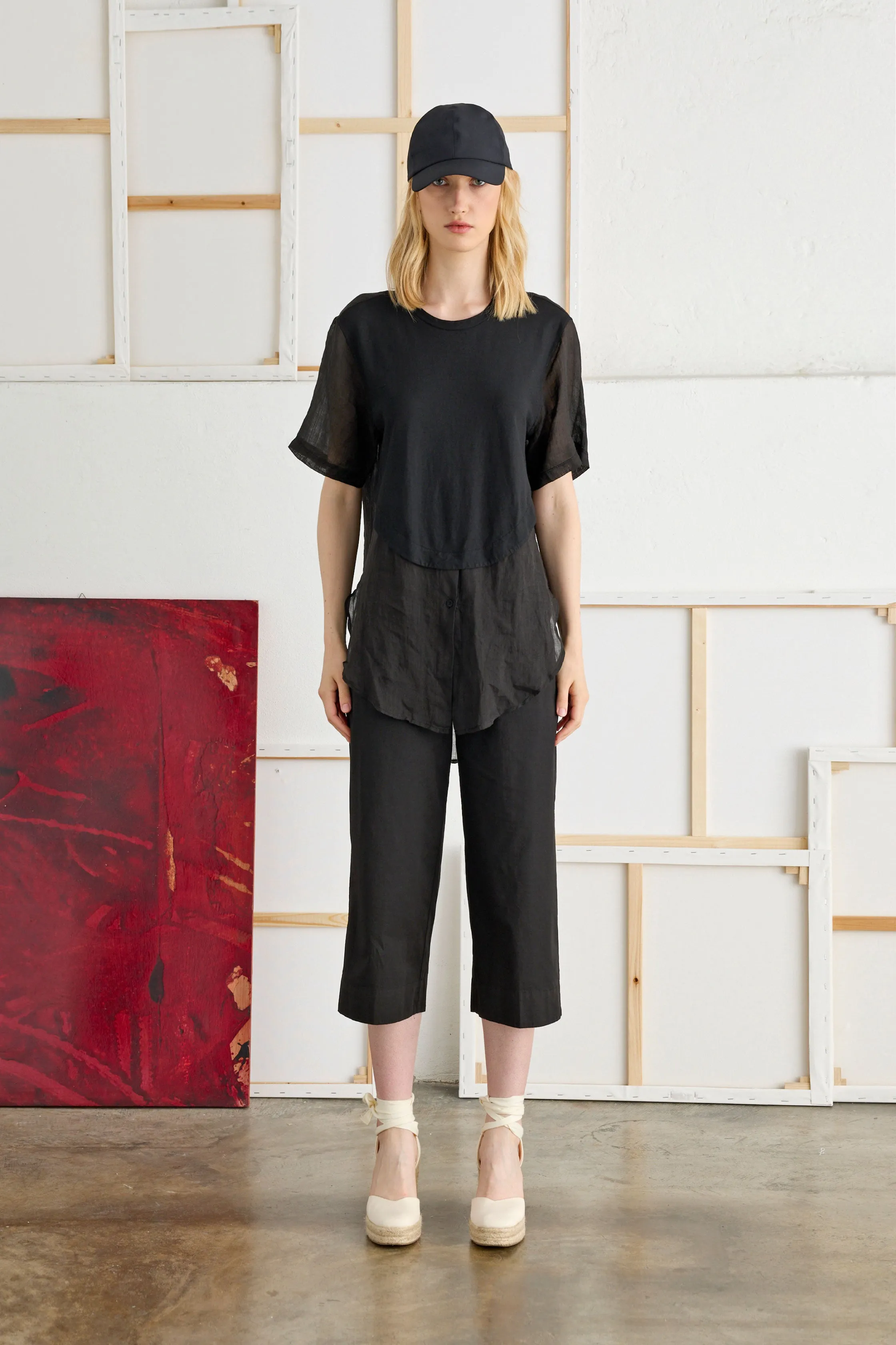 Midi Pants with Jersey Waistband Garment-Dyed 07AU 3217