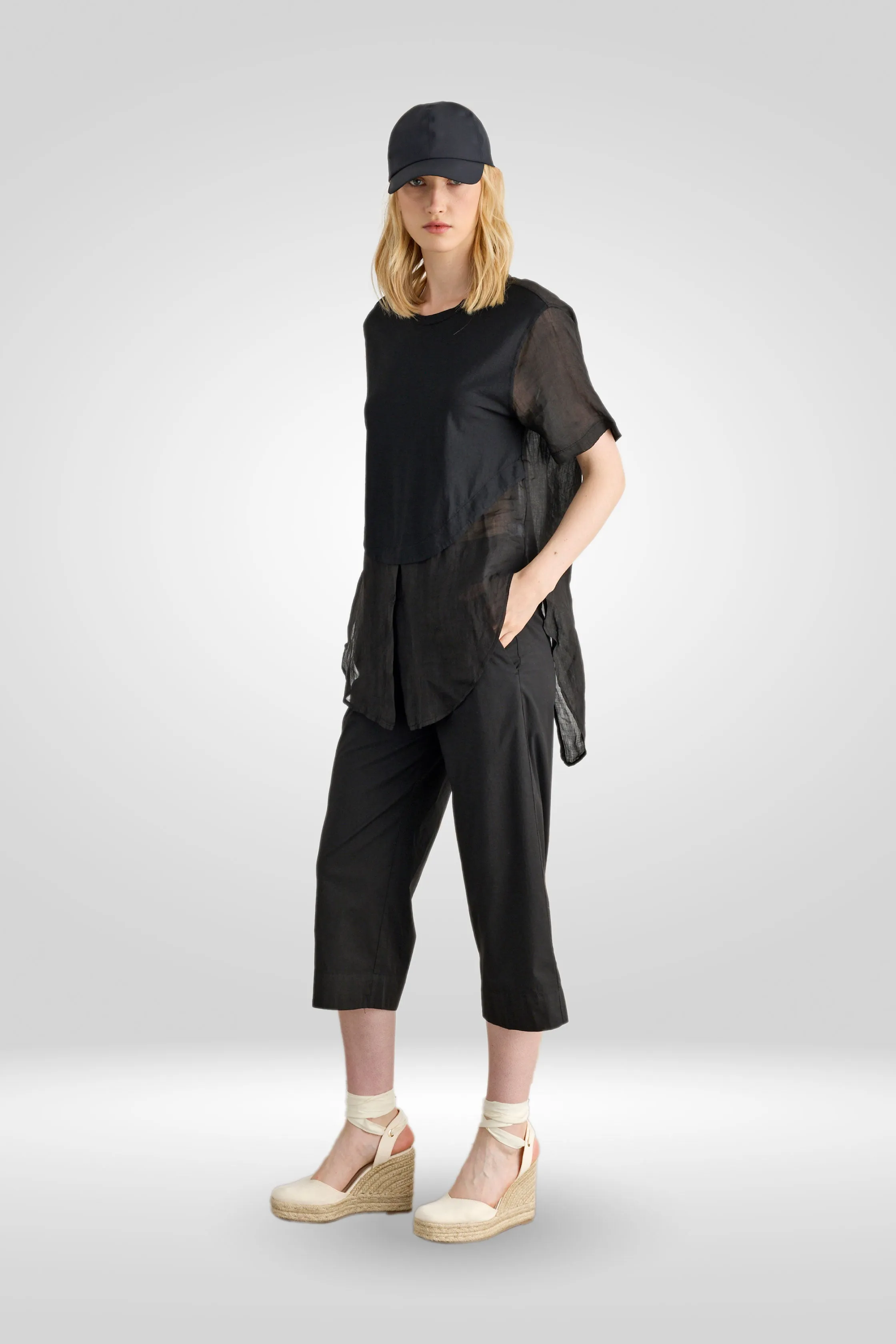 Midi Pants with Jersey Waistband Garment-Dyed 07AU 3217