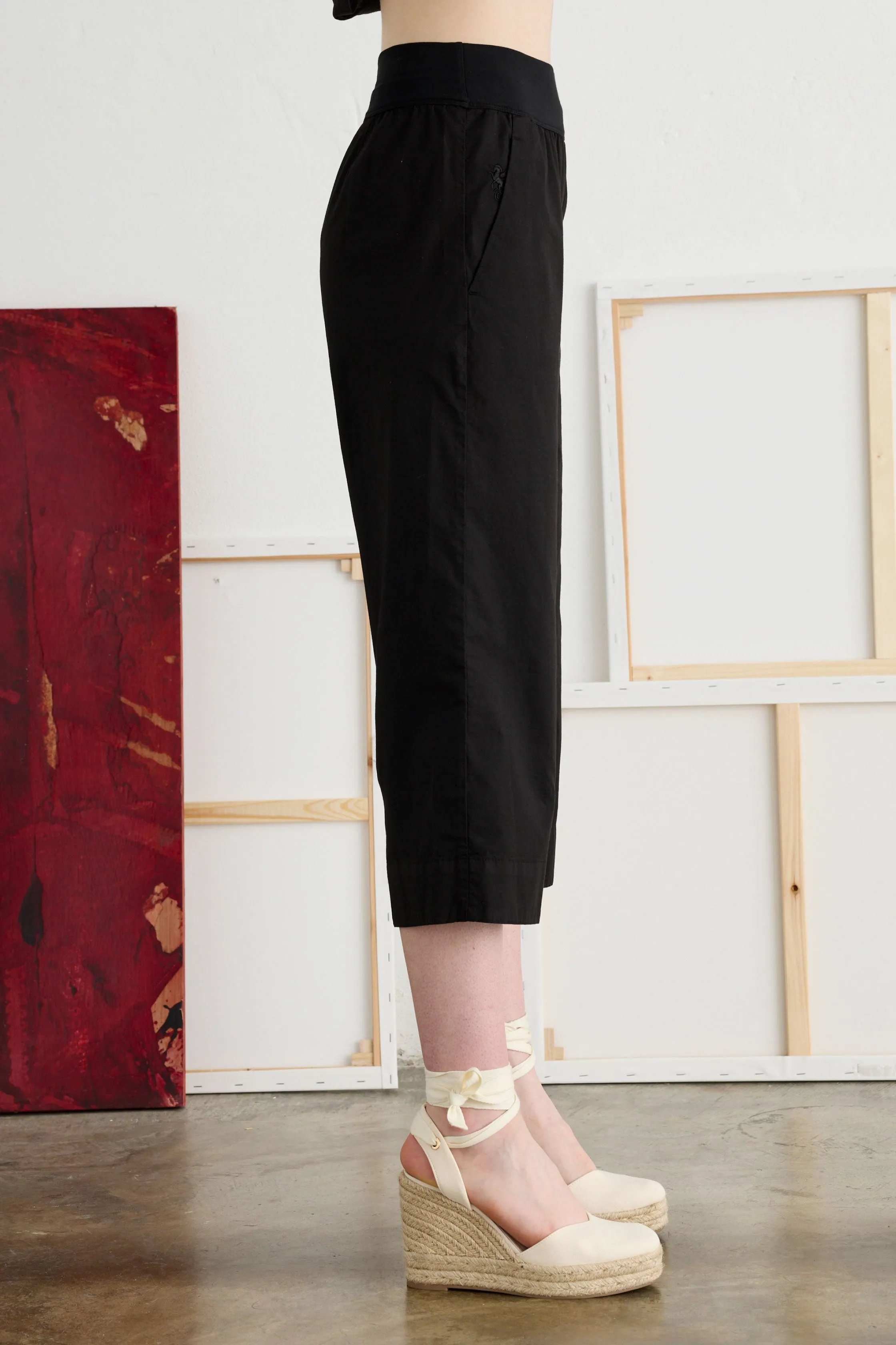 Midi Pants with Jersey Waistband Garment-Dyed 07AU 3217