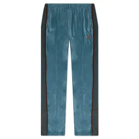 Narrow Track Pant C/PE Velour - Blue/Grey