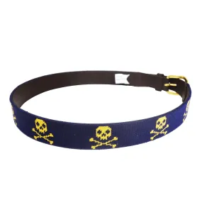 Needlepoint Belt - Jolly Roger - Navy